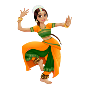 a woman in an orange and green sari