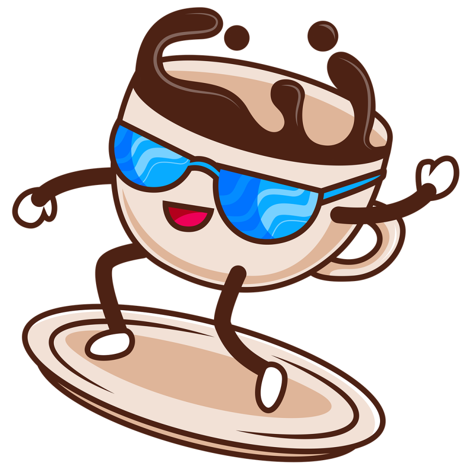 a coffee cup with sunglasses on it