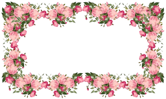 a floral frame with pink flowers and leaves