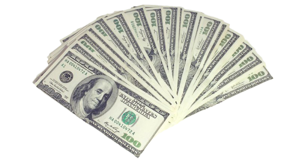 a pile of money on a white background