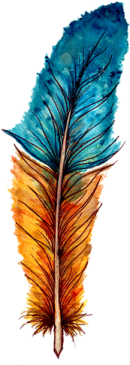 a watercolor feather on a white background