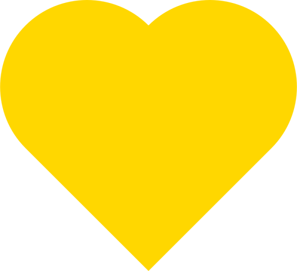 a yellow heart on a white background