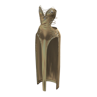 a gold dress on a white background