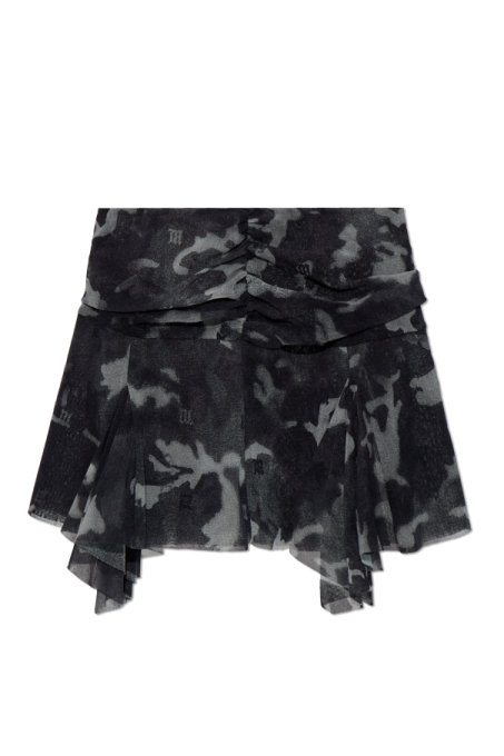 a black and white camouflage print skirt
