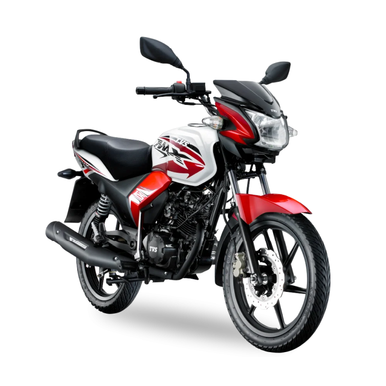 a red and white motorcycle on a white background
