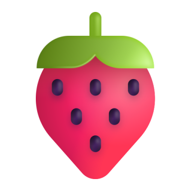 a strawberry with a green leaf on top