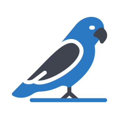 a blue bird on a white background