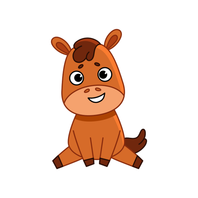 a cartoon horse sitting on the ground