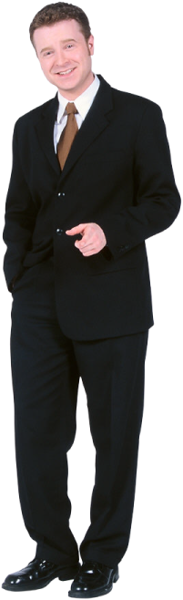 a man in a suit and tie standing
