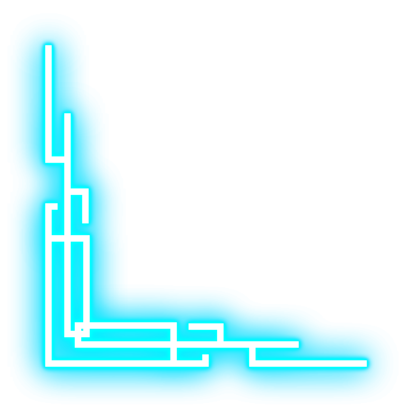 a blue and white line with the letter l on it