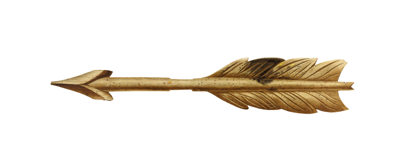 a gold arrow on a white background