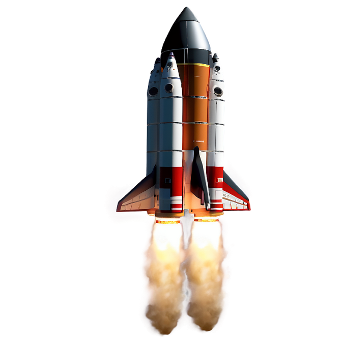 a rocket is flying through the air on a white background