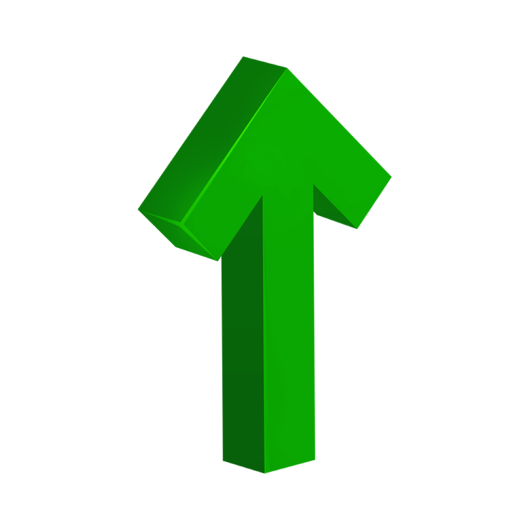 a green arrow on a white background