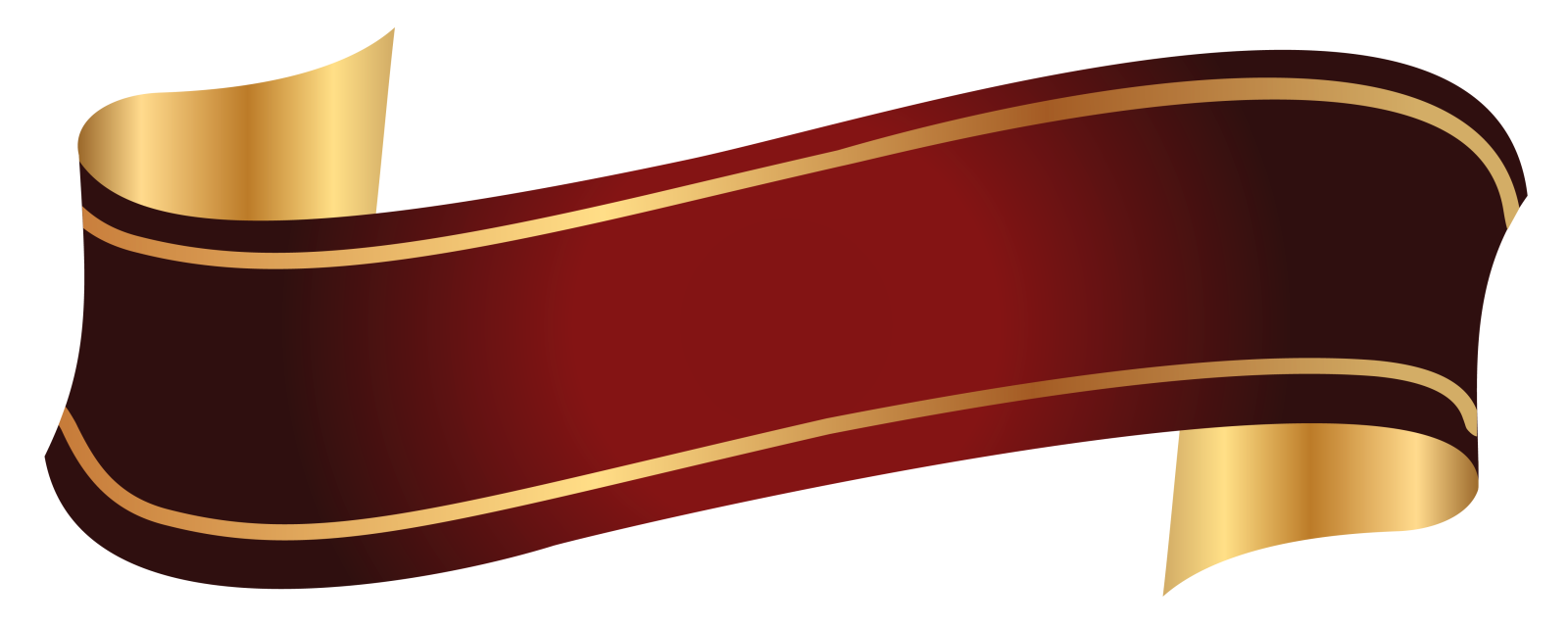 a red and gold ribbon on a white background