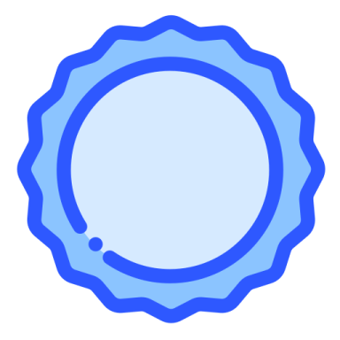 a blue seal seal on a white background