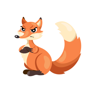 a cartoon fox sitting on the ground