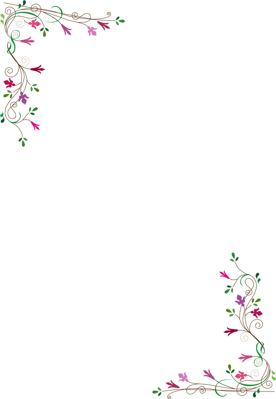 a white background with pink flowers and green leaves