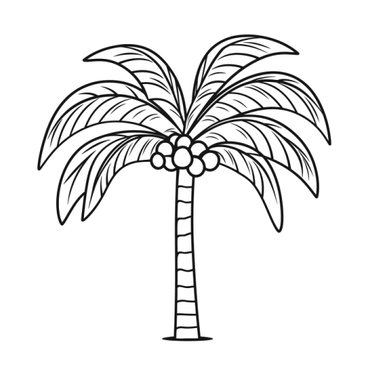 a black and white palm tree