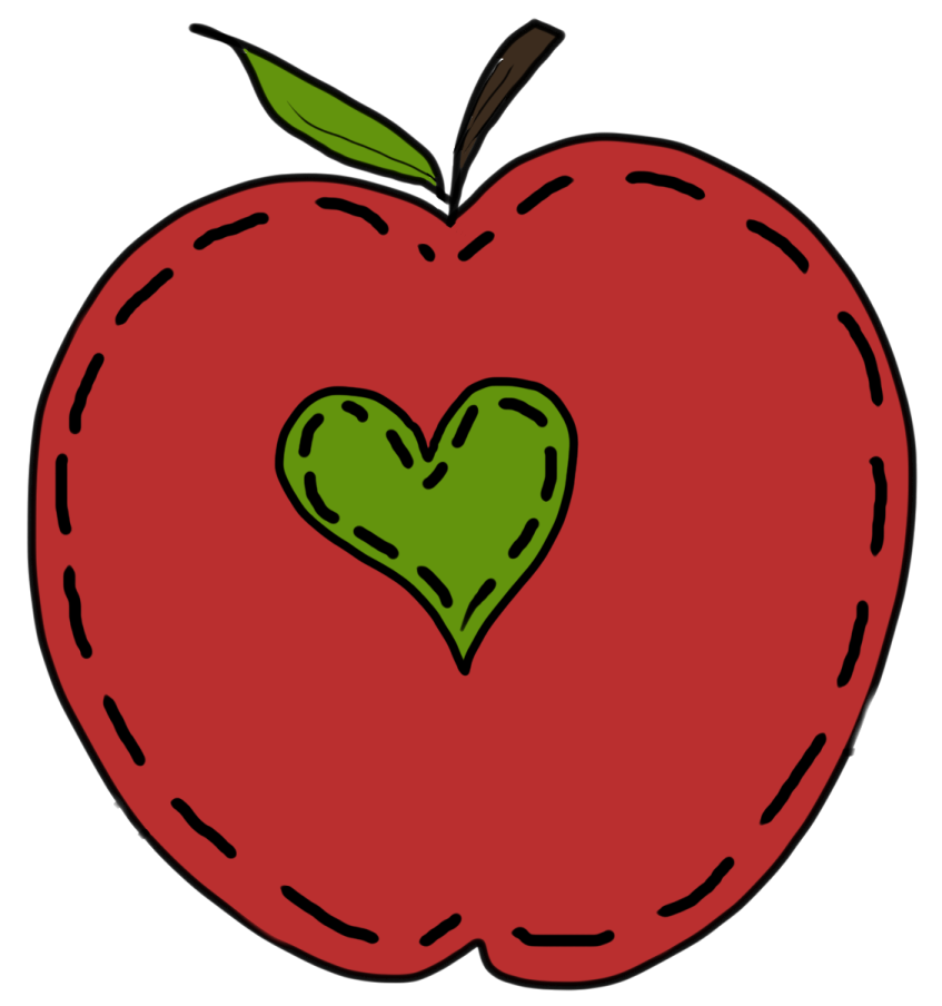 an apple with a heart in the middle