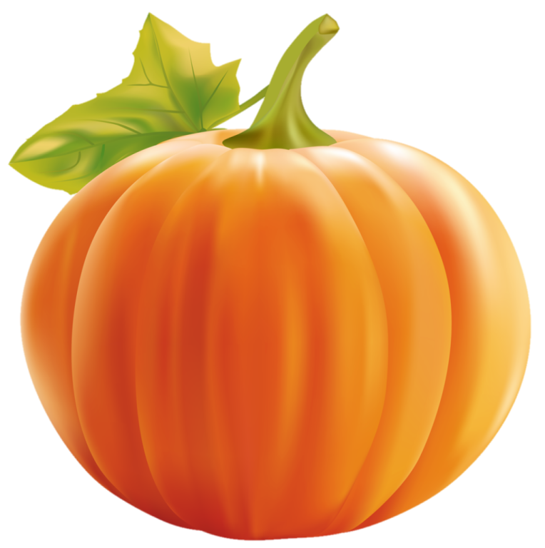 a pumpkin with green leaves on it