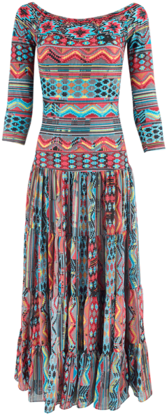 a dress with colorful patterns on it