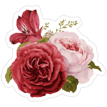 a red and pink rose sticker