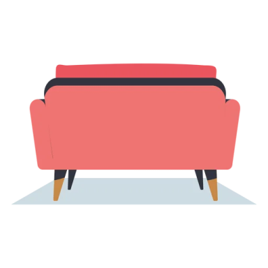 a red couch on a white background