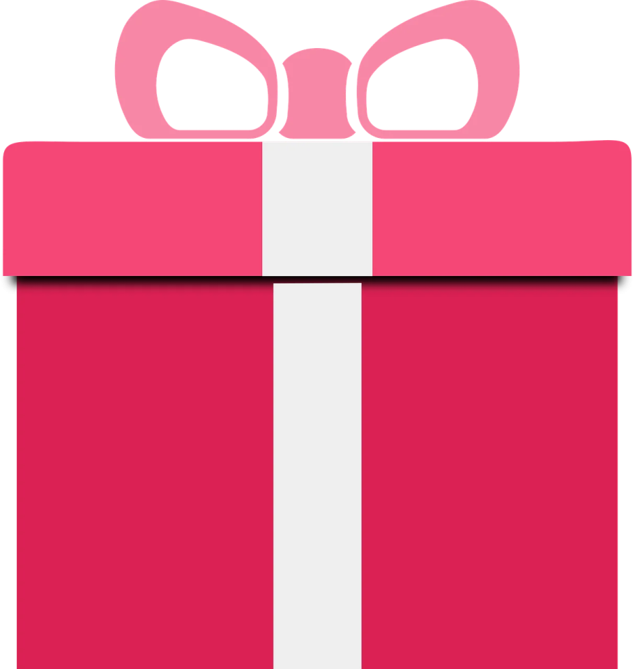 a red and white gift box with a bow