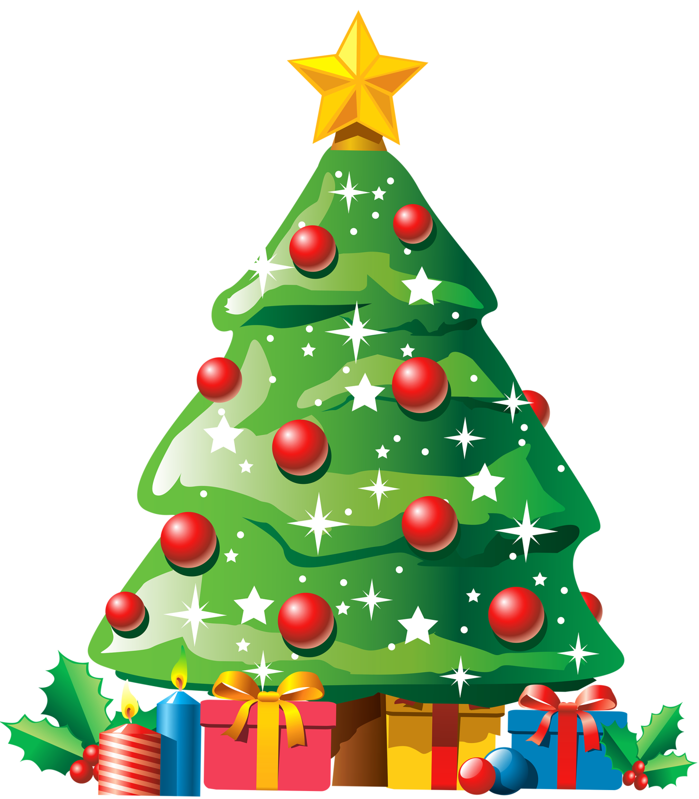 a christmas tree with presents around it