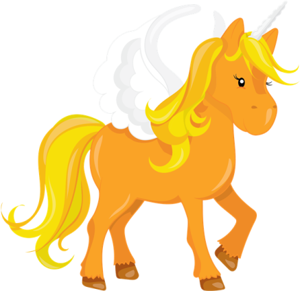 an orange unicorn with a yellow mane