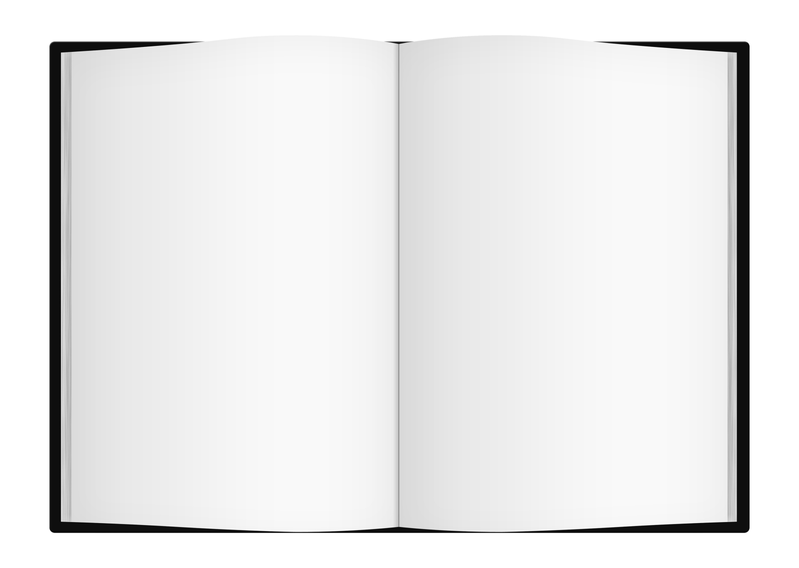an open book on a white background