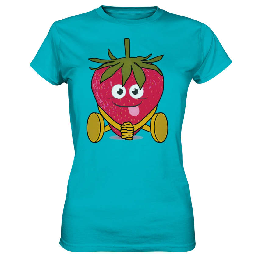 a woman's t - shirt with an image of a strawberry