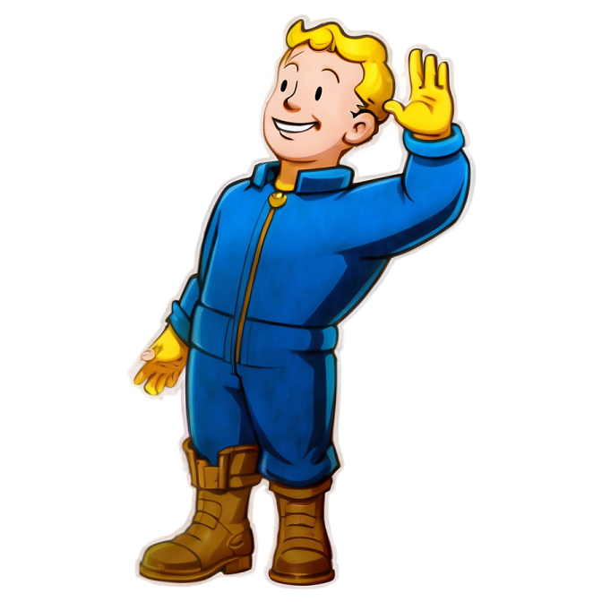 a cartoon of a man in blue overalls and yellow gloves