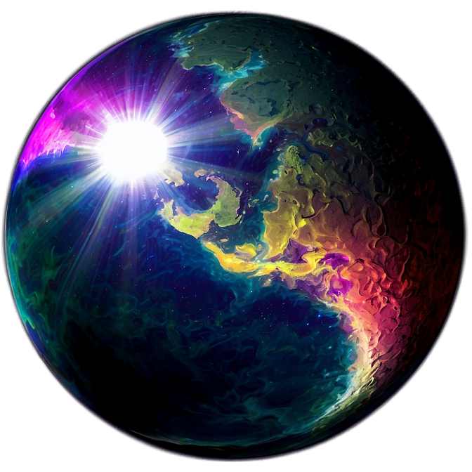 a planet with the sun shining through it