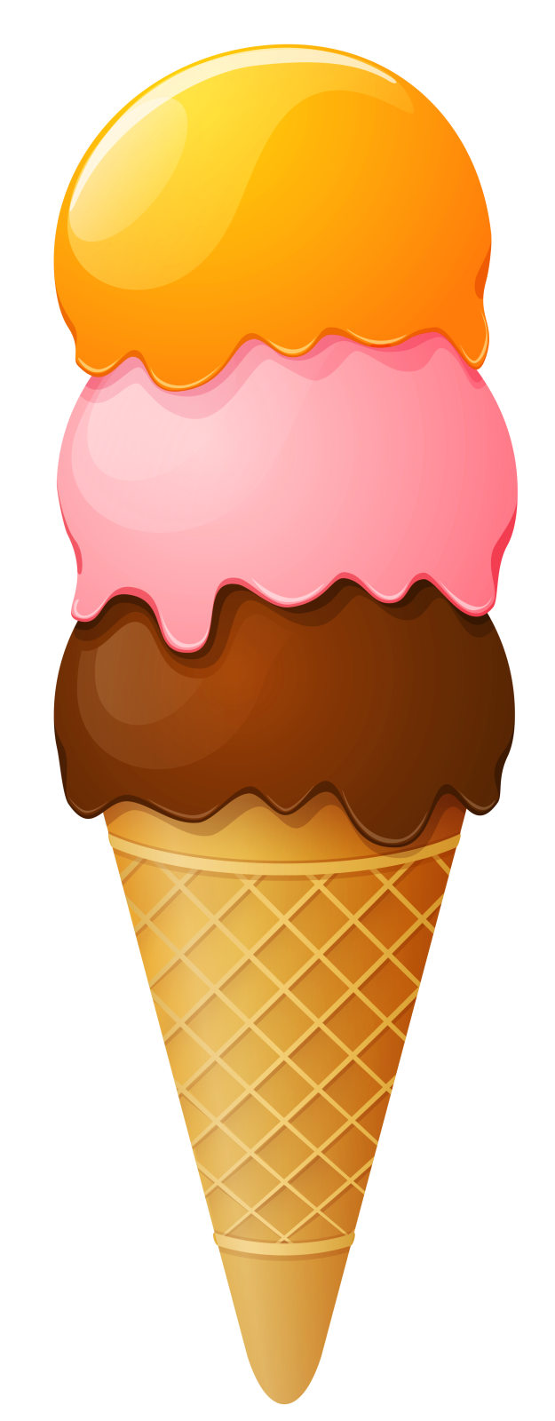 an ice cream cone with a pink and orange topping