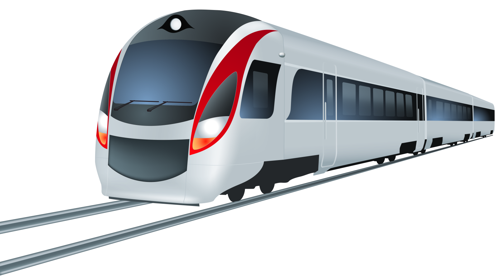 a white and red train on the tracks