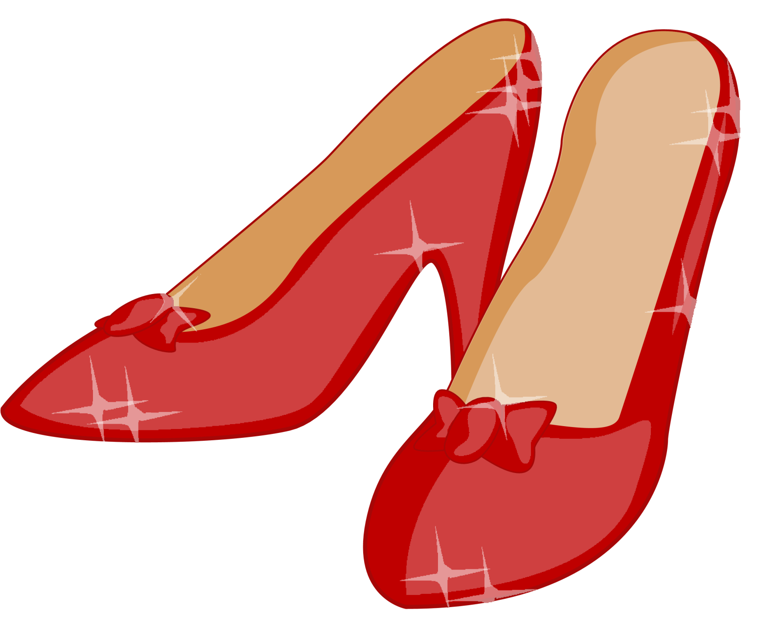 a pair of red shoes with bows