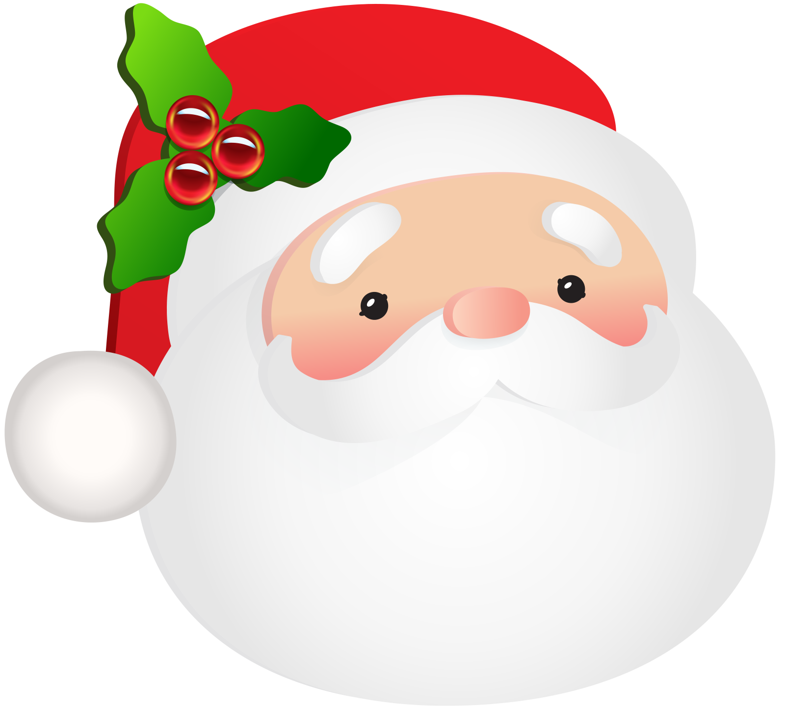 a santa claus with a red hat and green bow