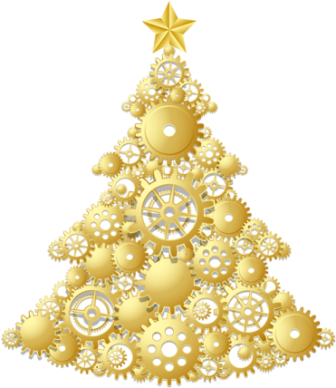 a christmas tree made out of gears