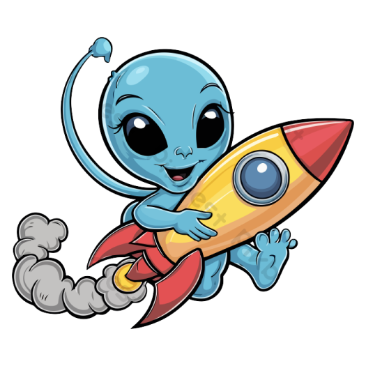 an alien with a rocket in his hand