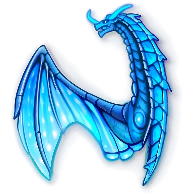 a blue dragon on a white background