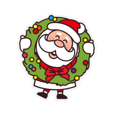 a cartoon christmas wreath with santa claus