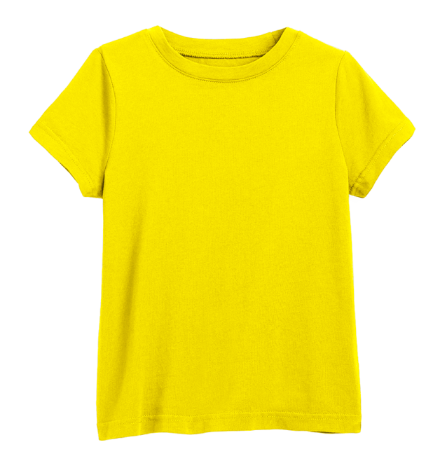 a yellow t - shirt on a white background