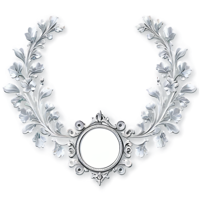 a silver wreath frame with flowers and leaves