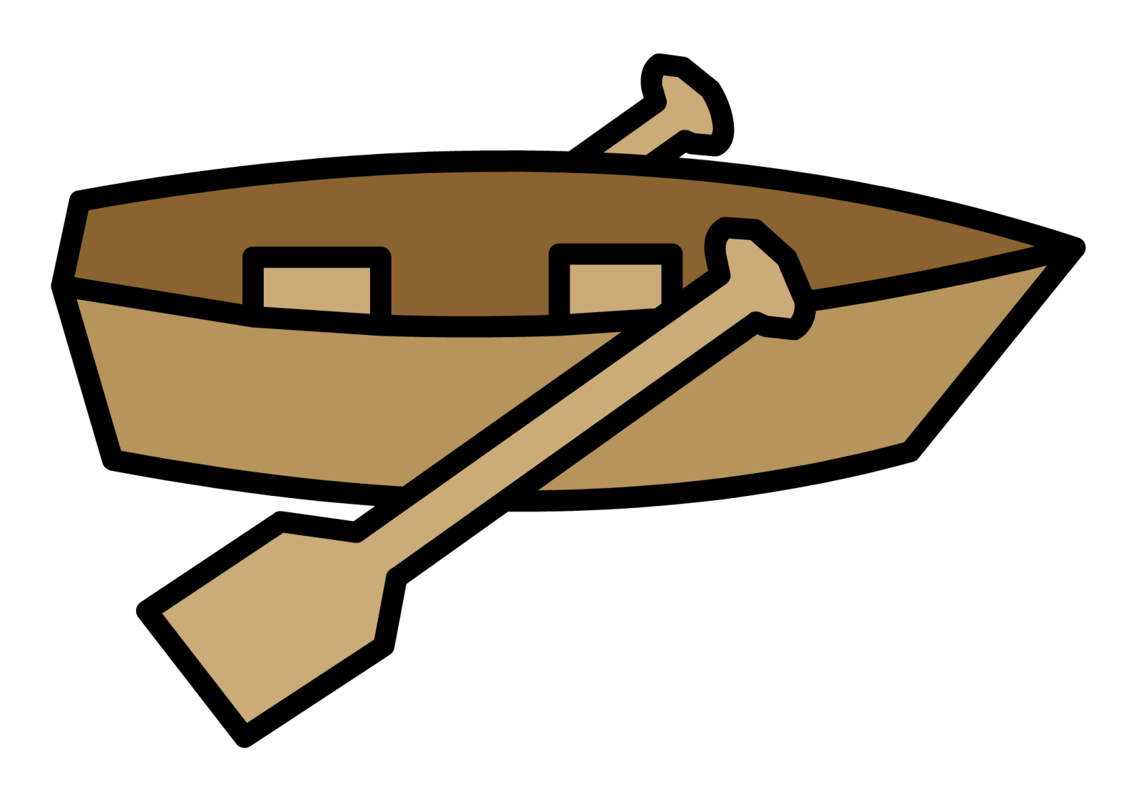 a wooden boat with a paddle on it