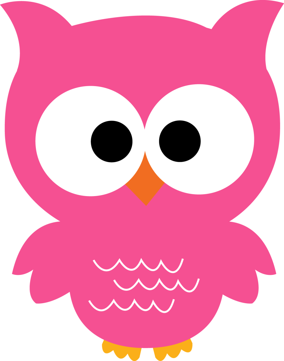 a pink owl with big eyes