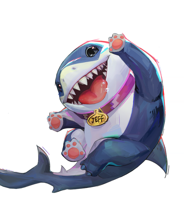 a drawing of a shark with its mouth open