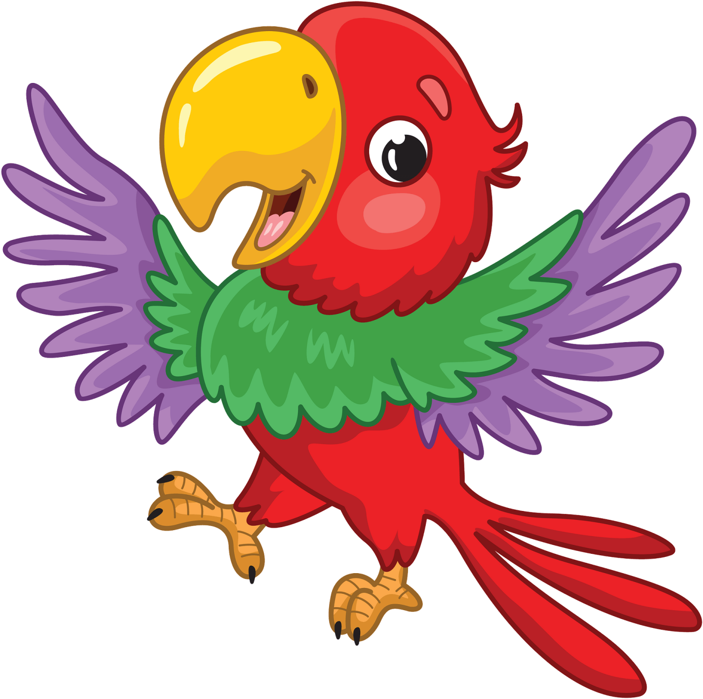 a red parrot with green wings