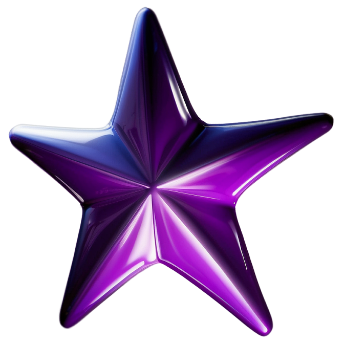 a purple star on a white background