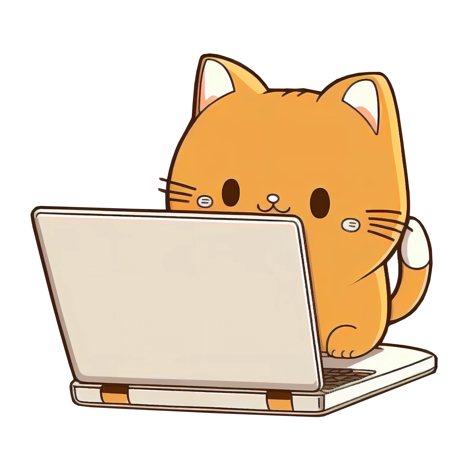 a cat sitting on top of a laptop